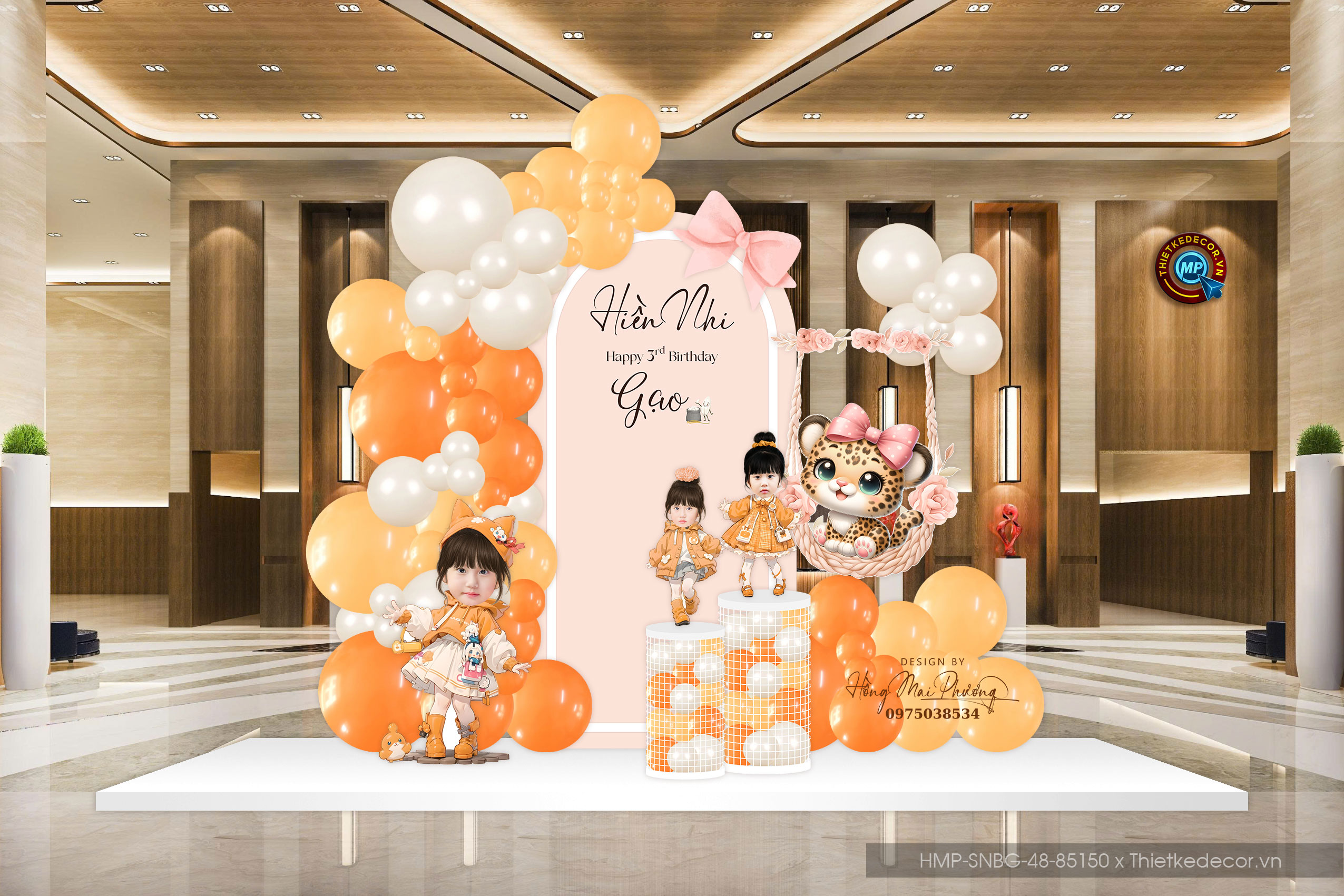 Sinh nhật bé gái tuổi cọp tone cam xinh yêu